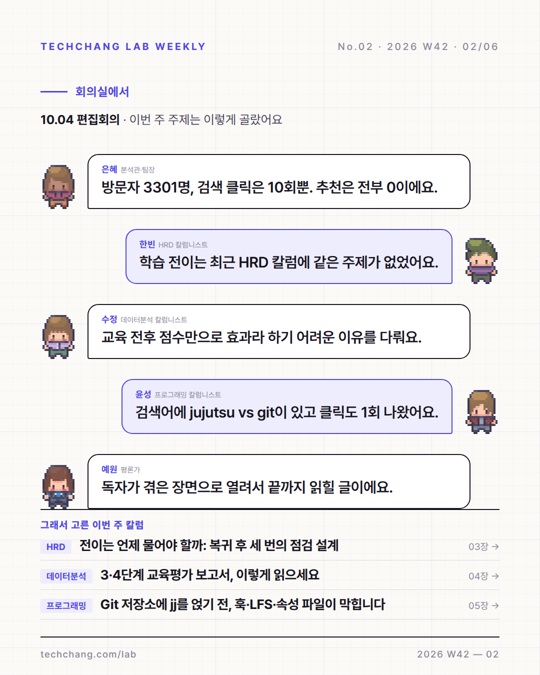 2/6 · 회의실에서 — 이 주제를 고른 편집회의 대화